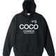 ブランドパロディデザイン！ココ・◯ャネル！ではなく、「ココ！チャンスですよ！」的な「COCO CHANCE」10オンス裏毛パーカー！/ブラック