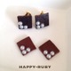 レザー＆パール　ピアス