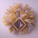 ウッドビーズダイヤモチーフ　シュシュ／イエロー×ラベンダー