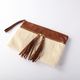 silk×leather clutch bag
