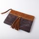 silk×leather clutch bag