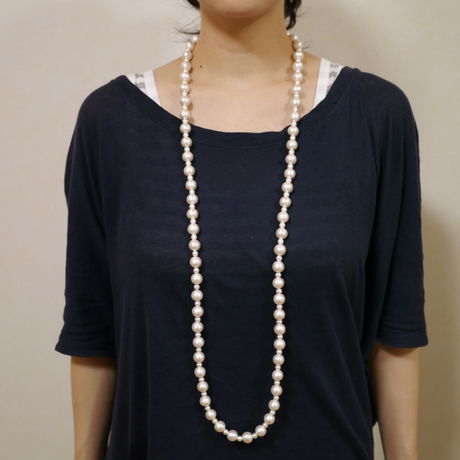授乳ストラップ/授乳ネックレス コットンパール 120cm (パールサイズ12mm ×8mm)