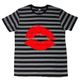 Rise　Reverence　ライズリヴァレンス　リップ　プリント　ボーダー　Tシャツ　カットソー　[r0019　グレー×ブラック]