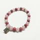 NATURAL STONE BEAD BRACELET (ROSE QUARTZ / RHODONITE)
