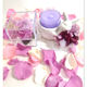 【プリザーブドフラワー／ライラック色の薔薇キューブとアロマキャンドルのギフトセット】紫陽花の洋服を着たウサギさんからの贈り物【ラッピング付き】