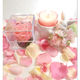 【プリザーブドフラワー／ピンクの薔薇のキューブとアロマキャンドルのギフトセット】紫陽花の洋服を着たウサギさんからの贈り物【ラッピング付き】
