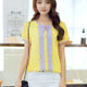 4.Sweet Lace Splicing Swan Printed Chiffon Blouse