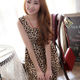 28.Retro Style Leopard Grain Prints High-Rise Shirring Waist Tank Dress
