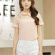 3.Sweet Lace York Jointed Fold-Over Collar Short Sleeve Shirt