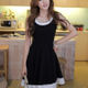 24.Retro Style Color Block Paneled Edge Sleeveless Skater Dress