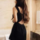 26.Sexy Bowknot Trim Cut-Out Trim Black Chiffon Dress