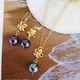 Love & Nature Hawaii/14K Gfタヒチアンブラックパール＆プルメリアピアス＆ネックレスセット