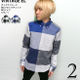 sh74802-bu71 - オックスフォード BIGブロックチェック BDシャツ（ブルー）- VINTAGE EL -Z-