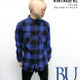 sh73809-bu73 - ヘヴィネル ブロックチェック ワークシャツ（ブルー）- VINTAGE EL - ヴィンテージイーエル -G-（ ネルシャツ アメカジ 長袖シャツ ）