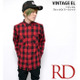 sh73809-rd13 - ヘヴィネル ブロックチェック ワークシャツ（レッド）- VINTAGE EL - ヴィンテージイーエル -G-（ ネルシャツ アメカジ 長袖シャツ ）
