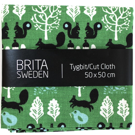 BRITA SWEDEN(ブリタ スウェーデン) カットクロス(50cm X 50cm) 《Sigrid りすプリント グリーン》