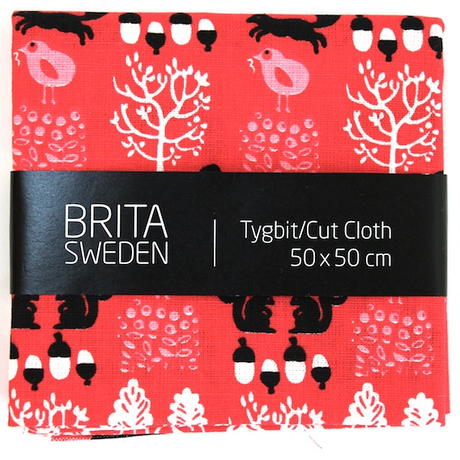 BRITA SWEDEN(ブリタ スウェーデン) カットクロス(50cm X 50cm) 《Sigrid りすプリント レッド》