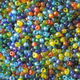 カラフルグラスシードビーズ ミックス ABカラー 1500個セット(約4mm×3.5mm) ブルー・ダークブルー・イエロー・オレンジ・ダークグリーン (B388)