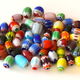 【アウトレット商品】カラフル模様のガラスビーズ(シェブロン/とんぼ玉)50個セット(約8mm〜15mm)(B421)