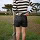 パンチングレザーショートパンツ