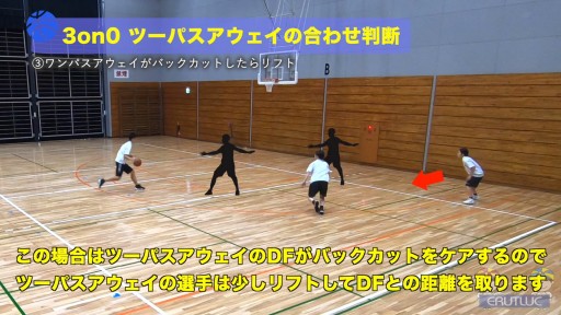 【バスケ 練習メニュー】3on0 ツーパスアウェイの合わせ判断