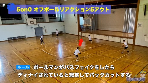 【バスケ  練習メニュー】5on0 オフボールリアクション5アウト