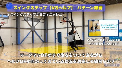 【バスケ  練習メニュー】スイングステップ(VSヘルプ)|パターン練習