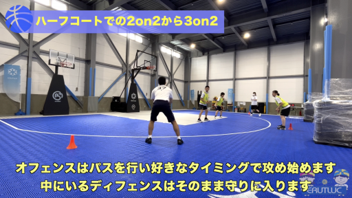 【バスケ  練習メニュー】ハーフコートでの2on2からの3on2