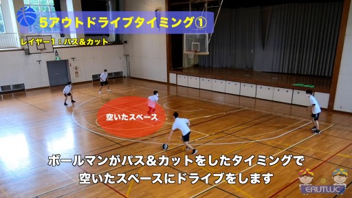 【バスケ  練習メニュー】5アウトドライブタイミング①