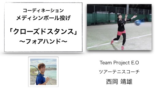 【テニス 練習メニュー】メディシンボール投げ「クローズドスタンス」〜フォアハンド〜
