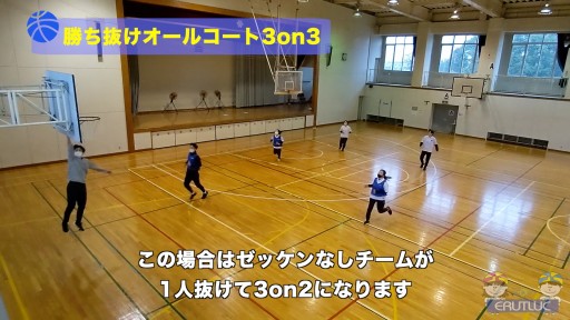 【バスケ  練習メニュー】勝ち抜けオールコート3on3