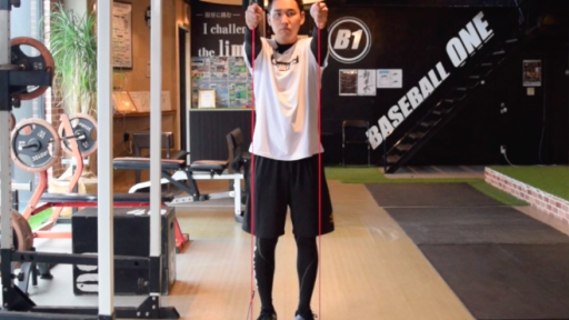 【野球 練習メニュー】肩周りのチューブトレーニング⑪肩屈曲