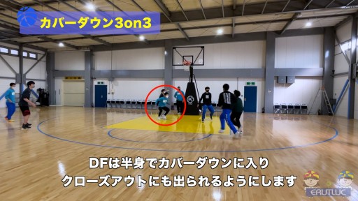 【バスケ  練習メニュー】カバーダウン3on3