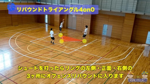 【バスケ  練習メニュー】リバウンドトライアングル4on0