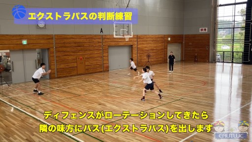 【バスケ 練習メニュー】エクストラパスの判断練習