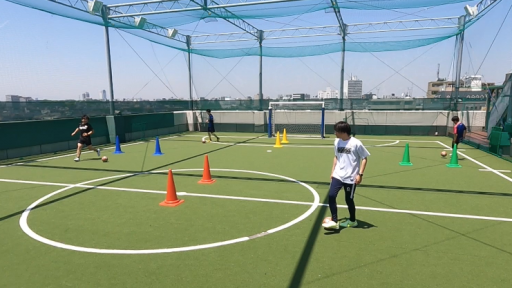 【サッカー  練習メニュー】ウォームアップ(マス移動キック)