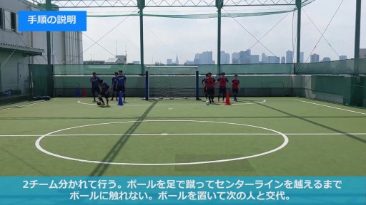 【フットサル 練習メニュー】ボール転がしリレー(足)