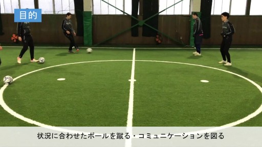 【サッカー  練習メニュー】コミュニケーションを図る(足でパス)
