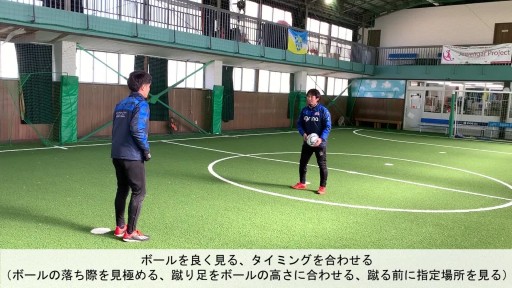 【サッカー  練習メニュー】浮いたボールを蹴る(2)(指定された場所に蹴り返す)
