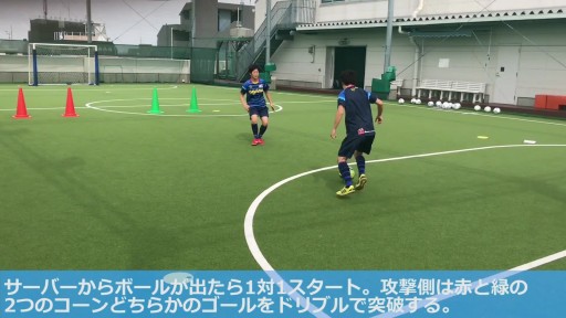 【フットサル 練習メニュー】1vs1 ドリブル 2ゴール