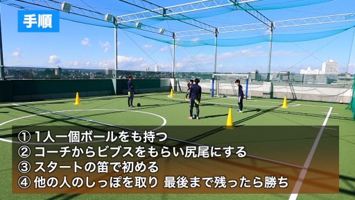【サッカー 練習メニュー】ドリブルしっぽとりとボール出し