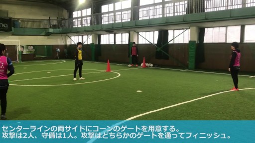 【フットサル 練習メニュー】2VS1コーン突破