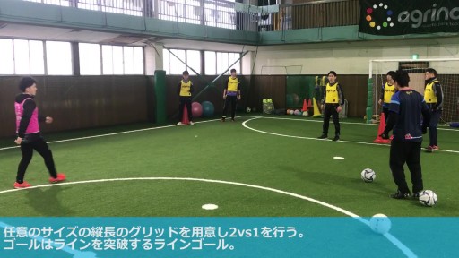 【サッカー  練習メニュー】2対1ライン突破