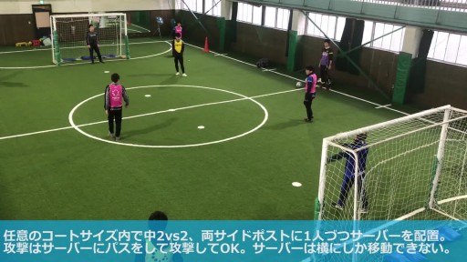【サッカー  練習メニュー】ポスト役サーバー付きの2対2