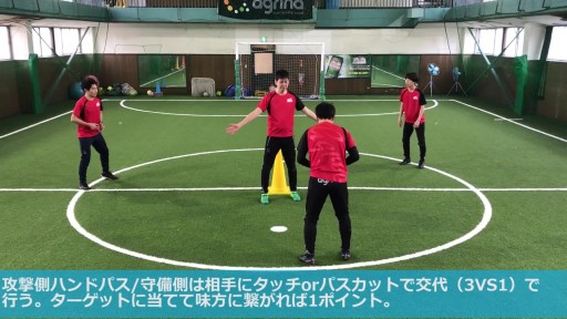 【サッカー  練習メニュー】3 VS 1(4VS2)のコーン当て