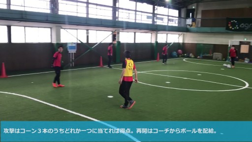 【フットサル 練習メニュー】3 v 3コーン当てゲーム
