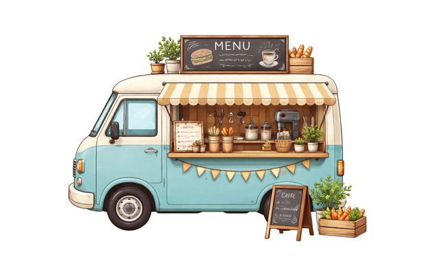 キッチンカーのカラーイラスト