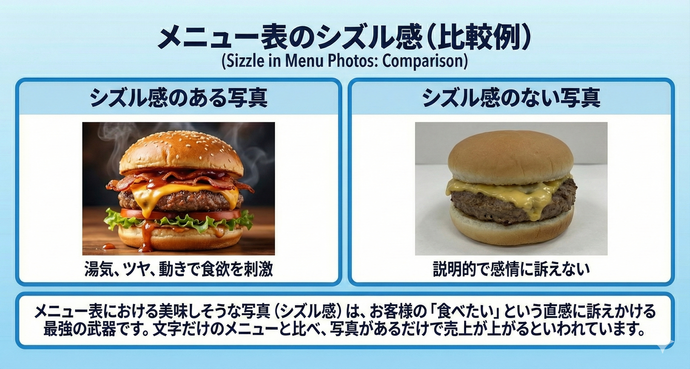 シズル感のある写真とない写真　比較