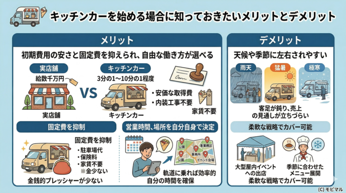 メリット・デメリットの解説図版。内容はこの段落と同じ