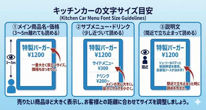 距離による文字サイズの使い分け